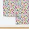 Pink Floral Whimsical Watercolor Wildflowers Medium Scale Custom Removable Wallpaper by Spoonflower Peel & Stick Wallpaper 2FT Wide